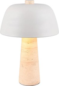 Lampada da tavolo bianca e beige con paralume in metallo (altezza totale 41 cm) Timba – Trio Select