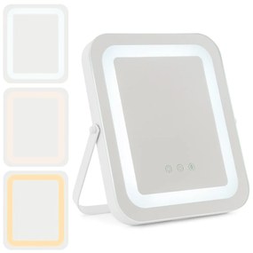 Costway Specchio da toeletta con luci a 3 colori controllo tattile intelligente, Specchio per il trucco girevole a 360° Bianco