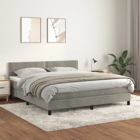 Giroletto A Molle Con Materasso Grigio Chiaro 160x200cm Velluto /