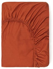 Lenzuolo elastico in cotone arancione scuro, 140 x 200 cm - Good Morning