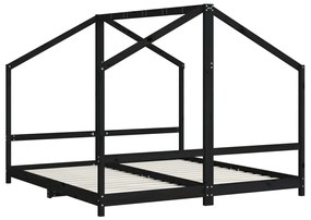 Giroletto per bambini nero 2x(90x190) cm legno massello di pino