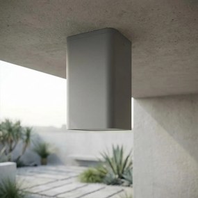 Plafoniera da soffitto E27 Quadrata IP54 in Alluminio - Grigia