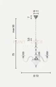 Lampadario gala 3 luci attacco e14 ottanio e cromo d.72cm