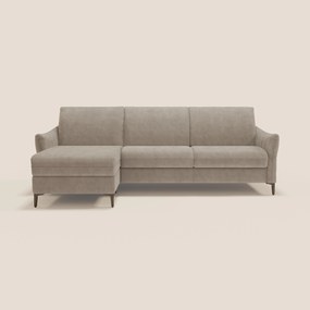 Dalia divano letto angolare con materasso alto 18 cm piedini alti e penisola contenitore in tessuto smacchiabile T17