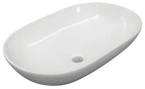 Lavabo da appoggio ovale in ceramica L 58.5 x H 18 x P 38 cm bianco lucido piletta non inclusa