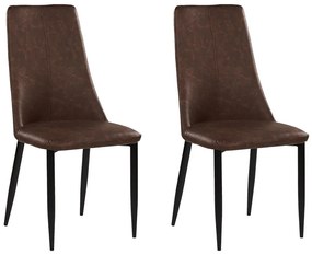 Set di 2 sedie da pranzo pelle sintetica marrone e metallo nero CLAYTON Beliani