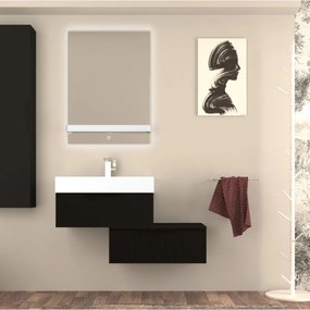 Mobile da bagno sotto lavabo BADEN HAUS Modula nero laccato opaco L 70 x H 25 x P 44 cm 1 cassetto, lavabo non incluso
