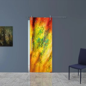 Porta scorrevole Astratto in alluminio multicolore, L 88 x H 215 cm, con binario Ermes Destra