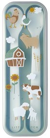 Posate di plastica per bambini in bianco e verde chiaro 2 pz. Little farm - Mepal