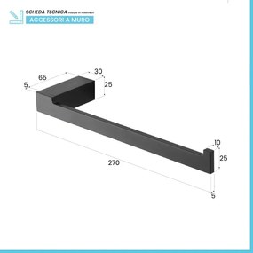Set accessori bagno da muro 4 pezzi in alluminio nero Sky