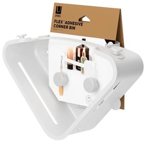 Mensola angolare per bagno bianca in plastica riciclata senza foratura Flex - Umbra