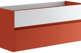 Mobile da bagno sotto lavabo Niwa paprika frontale in vetro bianco laccato opaco L 119.5 x H 50 x P 45.5 cm 2 cassetti, lavabo non incluso