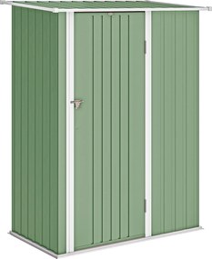 Capanno Porta Attrezzi 142x86x189 cm con Tetto Inclinato e Porta Bloccabile in Metallo Verde Chiaro...