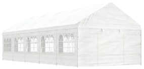 Gazebo con Tetto Bianco 11,15x4,08x3,22 m in Polietilene