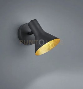 Nina spot singolo attacco 1 luce e14 diffusore metallo nero + oro h...