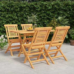 Set Da Pranzo Per Giardino 5 Pz İn Legno Massello Di Teak /