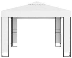 Gazebo con Tetto Doppio e Stringa di Luci LED 3x3 m Bianco