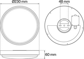 Plafoniera LED 18W IP65 CCT Ø23CM con Sensore di Movimento