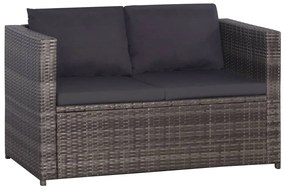 Set da Bistrot 3 pz con Cuscini in Polyrattan Grigio