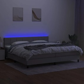 Letto a Molle Materasso e LED Grigio Chiaro 200x200 cm Tessuto