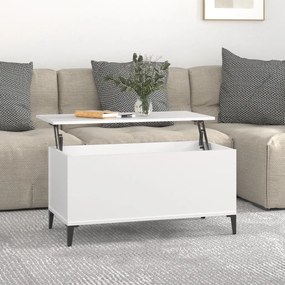 Tavolino da Salotto Bianco 90x44,5x45 cm in Legno Multistrato