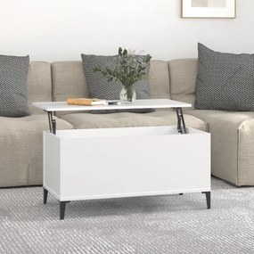 Tavolino Da Salotto Bianco 90x44,5x45 Cm İn Legno Multistrato /