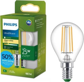 Lampadina LED ULTRAEFFICIENT VINTAGE Philips P45 E14/1,2W/230V 2700K