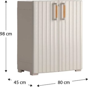 Armadio da Esterno 1 Ripiano 80x45x98H cm in Plastica Keter Groove Basso Sabbia/Beige...