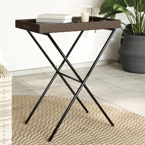 Tavolino Vassoio Pieghevole Marrone 65x40x75 Cm İn Polyrattan /