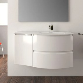 Mobile sottolavabo e lavabo Vague per vasca a destra bianco lucido L 104 x H 55 x P 52 cm 2 cassetti