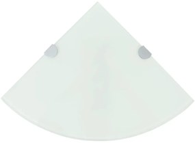 Scaffali angolari 2 pz supporti cromati e vetro bianco 25x25 cm