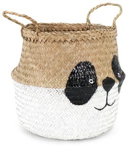 Cesto portagiochi da bambini in seagrass bianco e naturale ø 25x24 cm Panda - Compactor