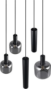Lampadario nero con paralume in metallo e vetro ø 40 cm Mataro - Trio