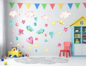 Adesivo per muro per bambini con disegno di bambina con palloncini 80 x 160 cm