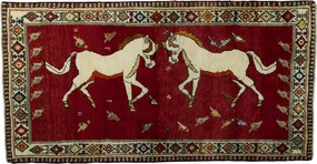 Gabbeh Tappeto 110x200 Rosso (Iran) Annodato A Mano