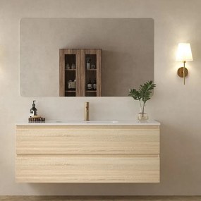 Mobile bagno 120 cm due cassetti lavabo integrato legno chiaro | KAM-HR120 - KAMALU