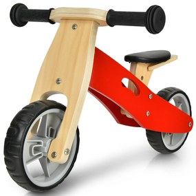 Costway Bici e triciclo equilibrio di legno 2 in 1 per bambini con sedile regolabile, Bicicletta senza pedali Rosso
