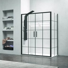 Box doccia angolare 190x70 scorrevole 4 ante telaio nero NICO-D6000S - KAMALU