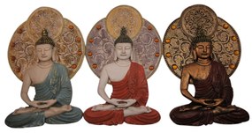 Decorazione da Parete DKD Home Decor Buddha Resina (20 x 4 x 30.3 cm) (3 pezzi)