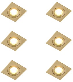Set di 6 faretti da incasso moderni oro quadrati IP44 - Xena