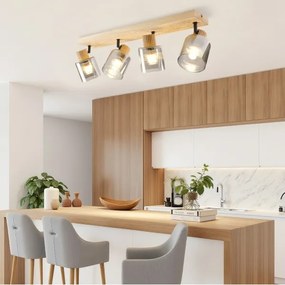 Brilagi - Faretto HYGGE 4xE14/15W/230V legno di caucciù/fumé