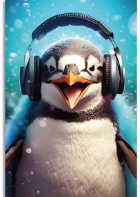 Stampa su tela – Pinguino con cuffie