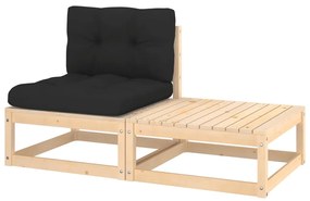 Set Divani da Giardino 2 pz con Cuscini Legno Massello Pino