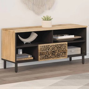 Mobile Porta Tv 100x33x46 Cm İn Legno Massello Di Mango /