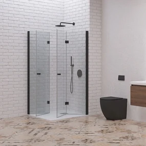 Kamalu - Box doccia 70x70 cm doppia apertura a libro colore nero | KS7000N