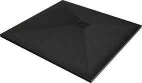 Mexen Stone+ piatto doccia quadrato in composito 80 x 80 cm, nero, copertura nera - 44708080-B