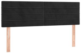 Testiera a led nera 144x5x78/88 cm in velluto