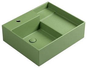 Lavabo da appoggio Nobu COLAVENE rettangolare in ceramica L 60 x H 21 x P 50 cm verde opaco piletta non inclusa