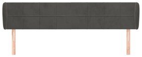 Testiera ad orecchio grigio scuro 183x23x78/88 cm in velluto