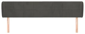 Testiera ad orecchio grigio scuro 183x23x78/88 cm in velluto